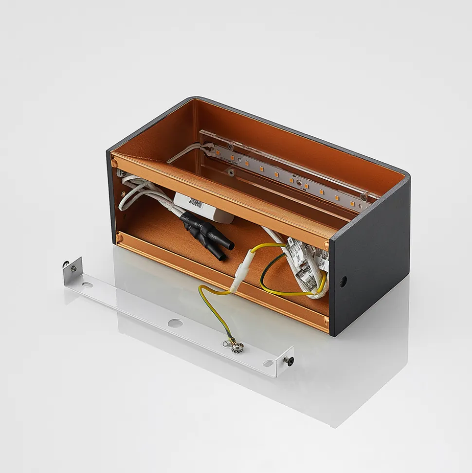 Arcchio LED-vegglampe Karam, 20 cm, svart, metall, opp/ned