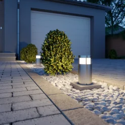 Arcchio sokkellampe Caramia, 23 cm, stål, saltvannsresistent