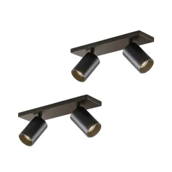 Arcchio spotlight Brinja, sett med 2, svart, kantet, 2 lyskilder