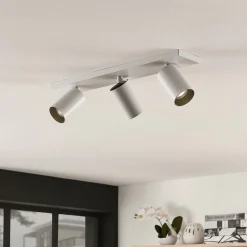 Arcchio spotlight Brinja, hvit, kantet, Ø 6 cm, 3 lyskilder, GU10