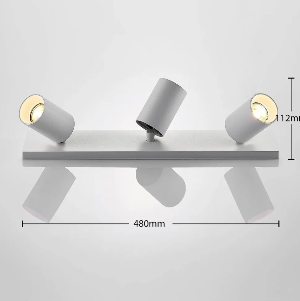 Arcchio spotlight Brinja, hvit, kantet, Ø 6 cm, 3 lyskilder, GU10