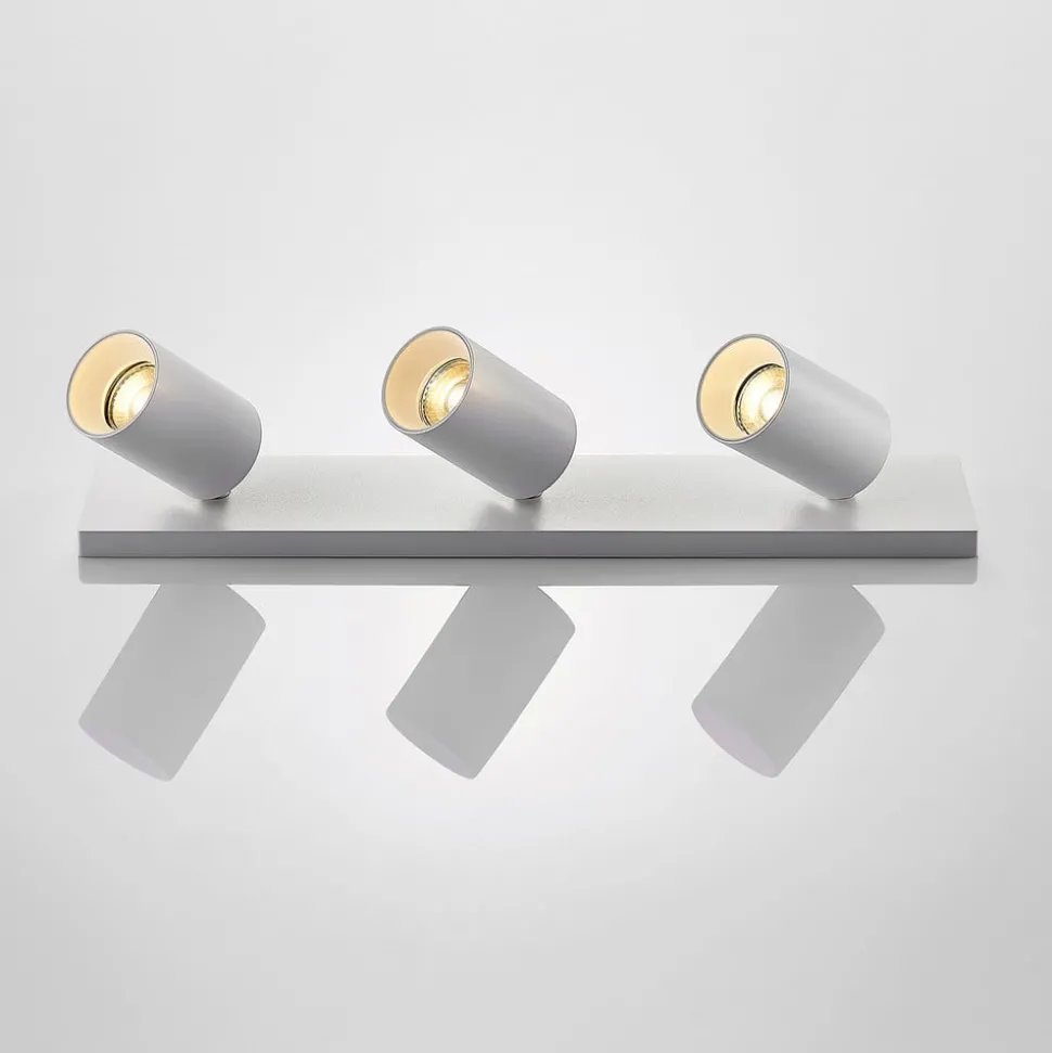 Arcchio spotlight Brinja, hvit, kantet, Ø 6 cm, 3 lyskilder, GU10