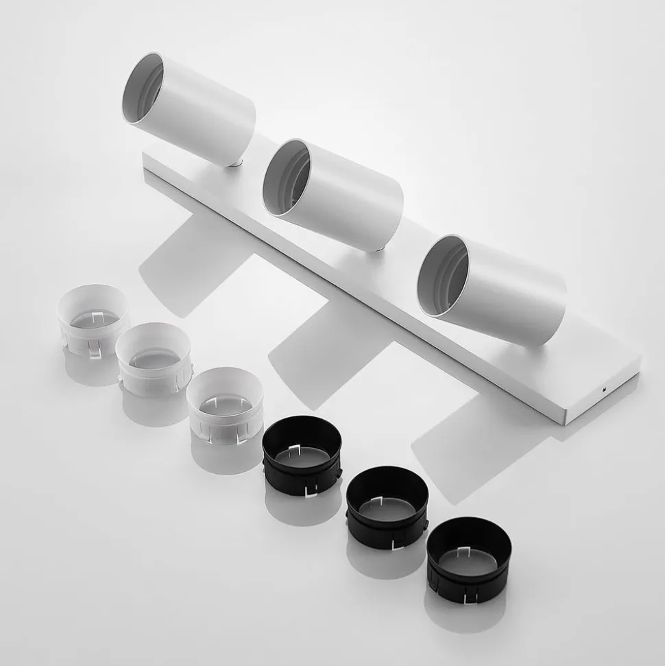 Arcchio spotlight Brinja, hvit, kantet, Ø 6 cm, 3 lyskilder, GU10