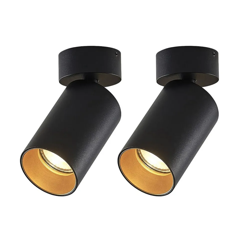 Arcchio spotlight Brinja, sett med 2 stk, svart, rund, Ø 6cm, GU10