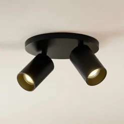 Arcchio spotlight Brinja, svart, rund, Ø 6 cm, 2 lyskilder, GU10