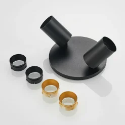 Arcchio spotlight Brinja, svart, rund, Ø 6 cm, 2 lyskilder, GU10