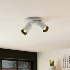 Arcchio spotlight Brinja, hvit, rund, Ø 6 cm, 2 lyskilder, GU10