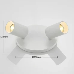 Arcchio spotlight Brinja, hvit, rund, Ø 6 cm, 2 lyskilder, GU10