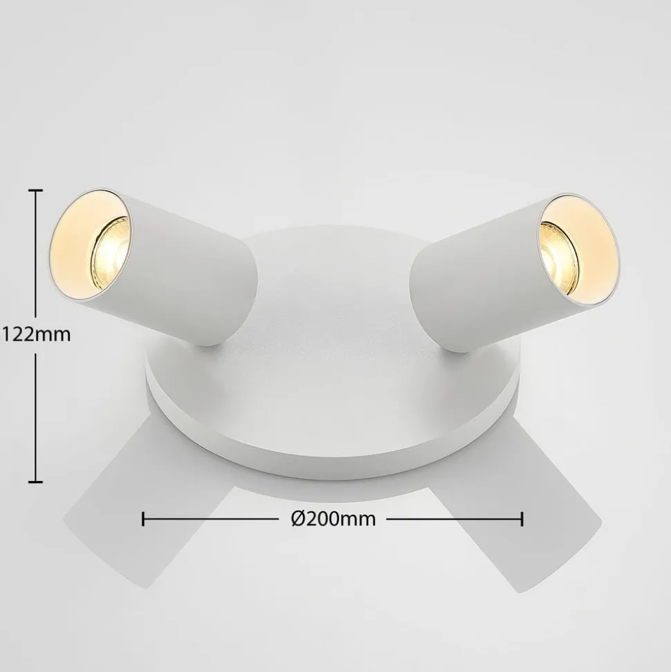 Arcchio spotlight Brinja, hvit, rund, Ø 6 cm, 2 lyskilder, GU10