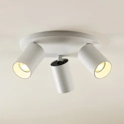 Arcchio spotlight Brinja, hvit, rund, Ø 6 cm, 3 lyskilder, GU10