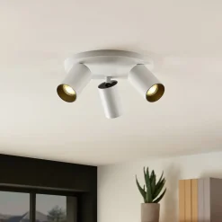 Arcchio spotlight Brinja, hvit, rund, Ø 6 cm, 3 lyskilder, GU10