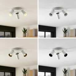 Arcchio spotlight Brinja, hvit, rund, Ø 6 cm, 3 lyskilder, GU10