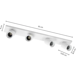 Arcchio spotlight Brinja, hvit, kantet, Ø 7 cm, 4 lyskilder, GU10