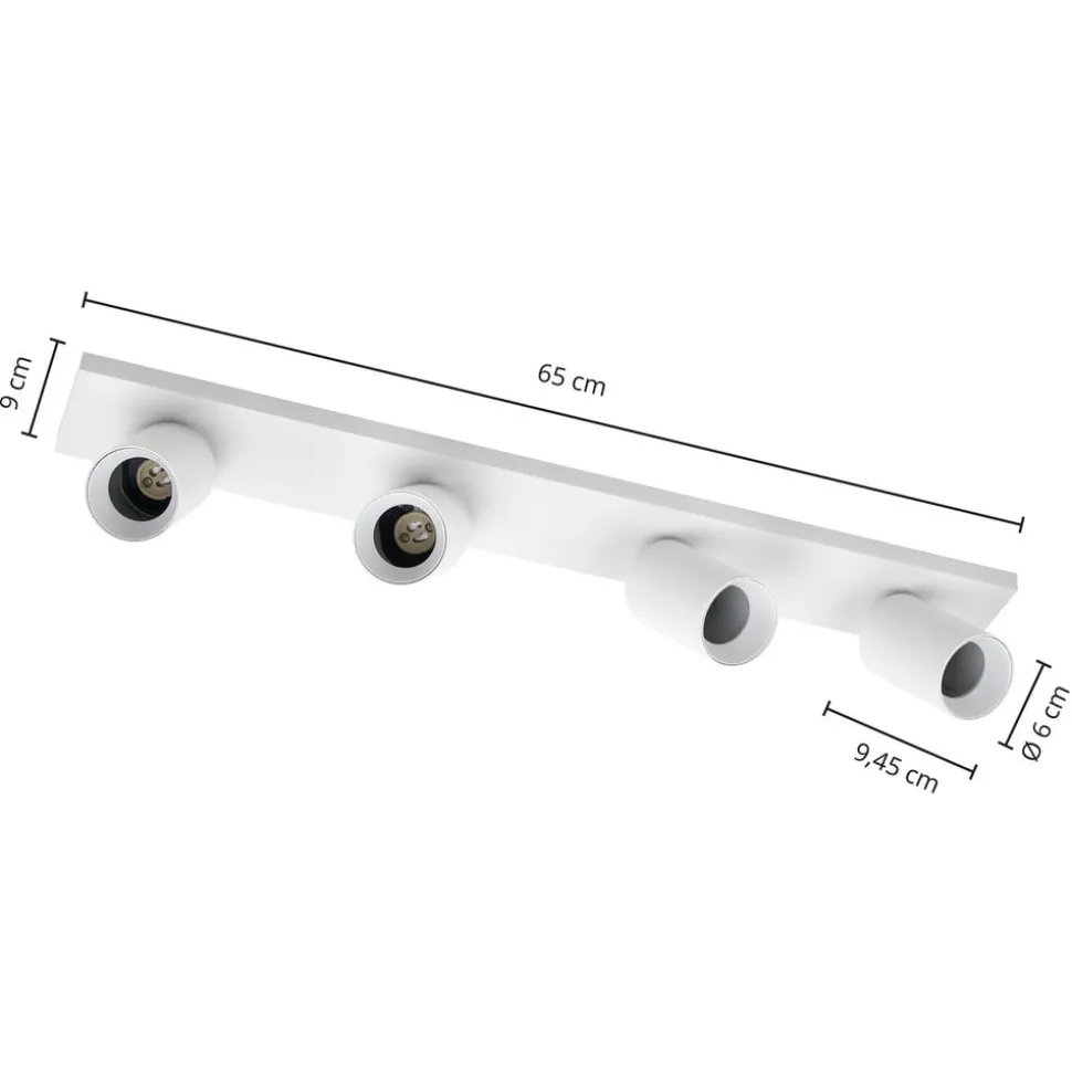 Arcchio spotlight Brinja, hvit, kantet, Ø 7 cm, 4 lyskilder, GU10