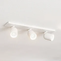 Arcchio spotlight Brinja, hvit, kantet, Ø 7 cm, 3 lyskilder, GU10