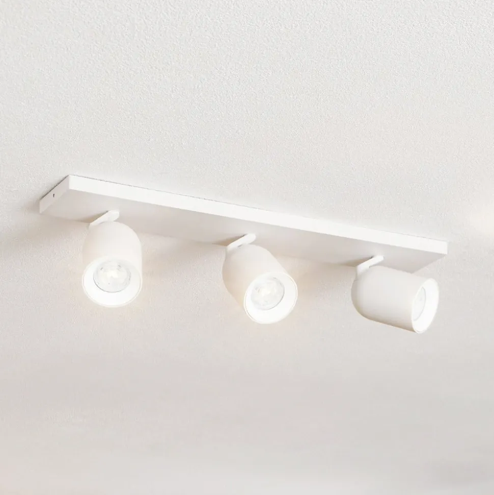 Arcchio spotlight Brinja, hvit, kantet, Ø 7 cm, 3 lyskilder, GU10