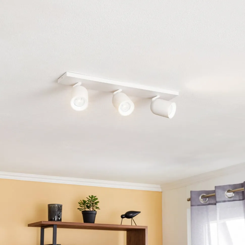 Arcchio spotlight Brinja, hvit, kantet, Ø 7 cm, 3 lyskilder, GU10