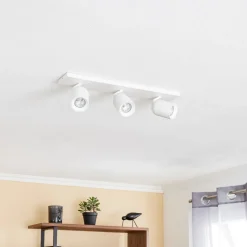 Arcchio spotlight Brinja, hvit, kantet, Ø 7 cm, 3 lyskilder, GU10