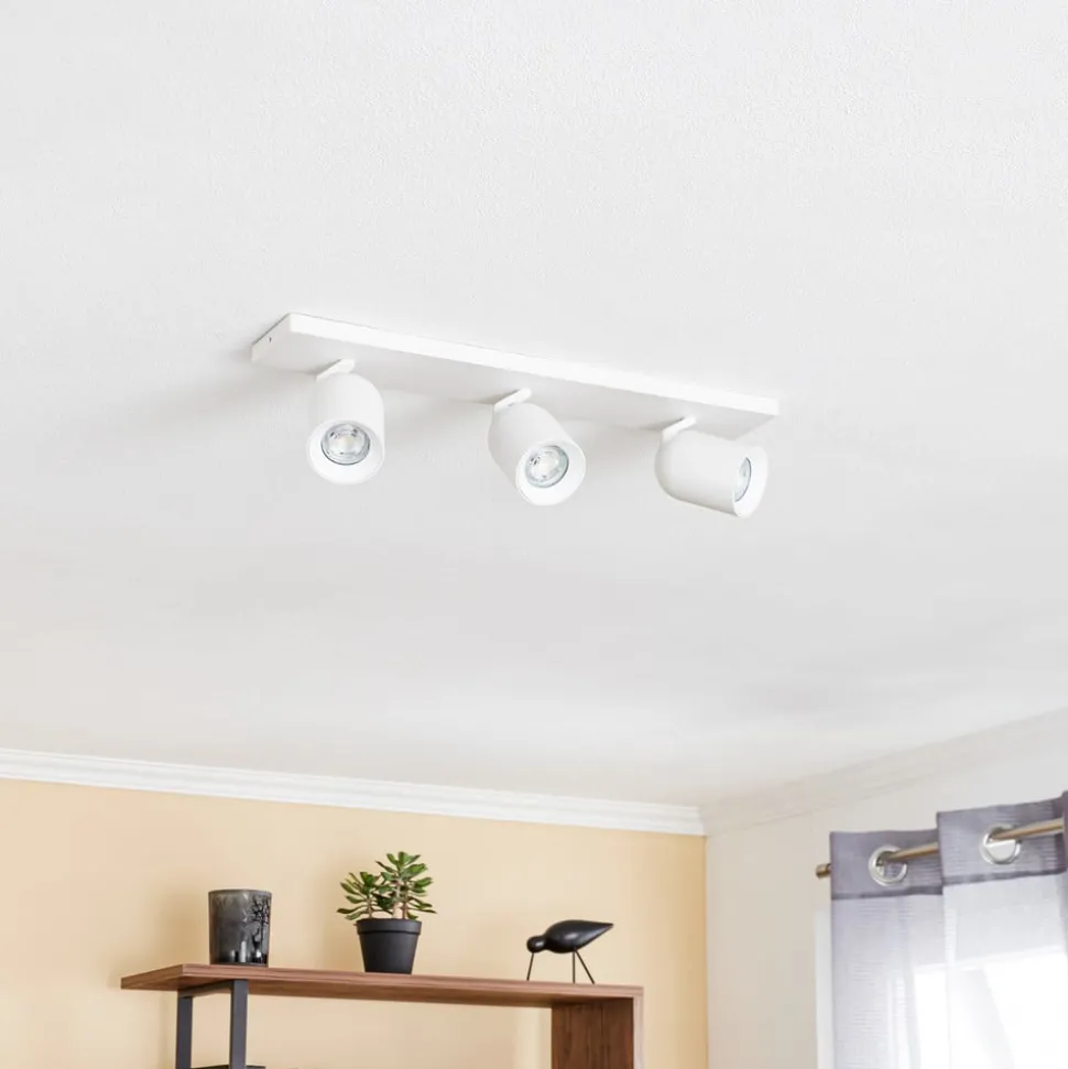 Arcchio spotlight Brinja, hvit, kantet, Ø 7 cm, 3 lyskilder, GU10