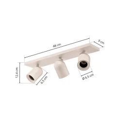 Arcchio spotlight Brinja, hvit, kantet, Ø 7 cm, 3 lyskilder, GU10