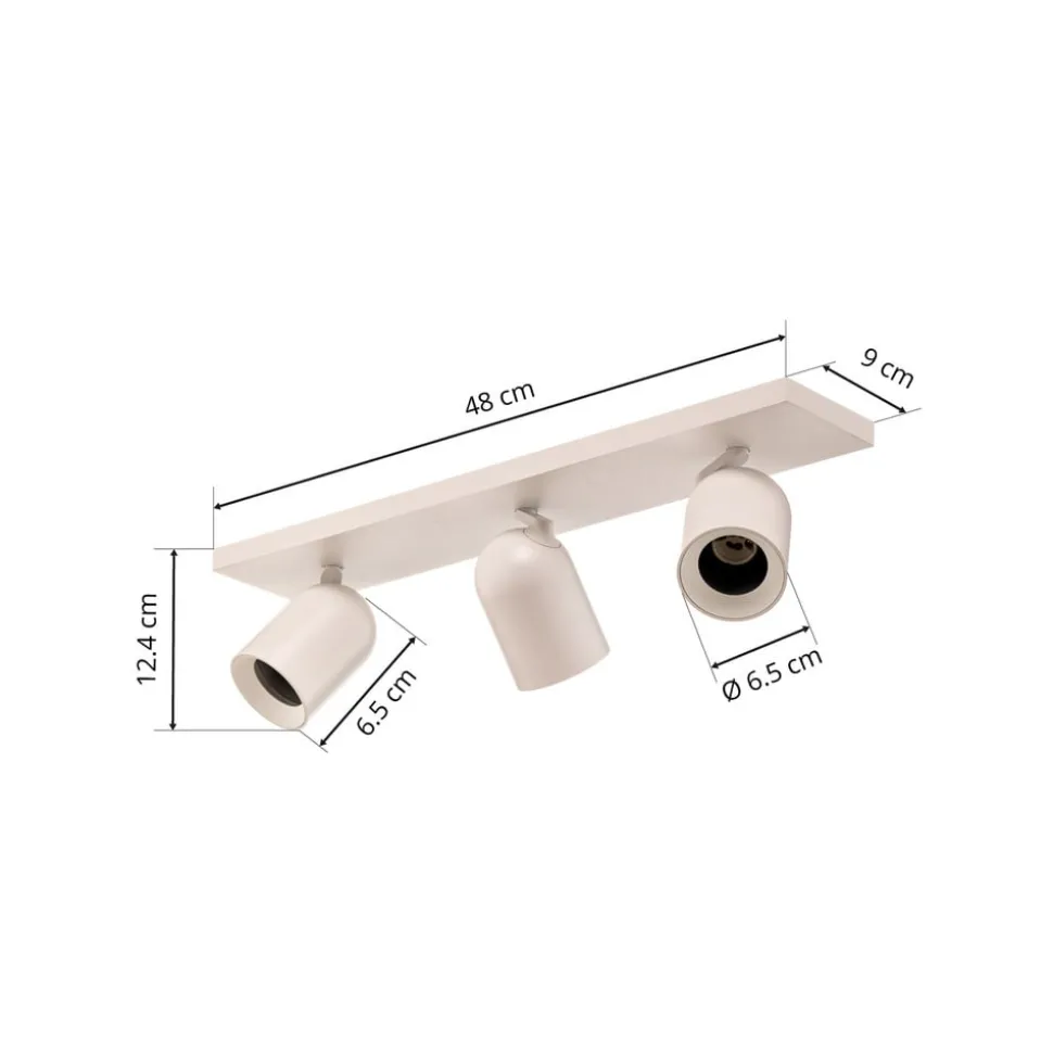 Arcchio spotlight Brinja, hvit, kantet, Ø 7 cm, 3 lyskilder, GU10