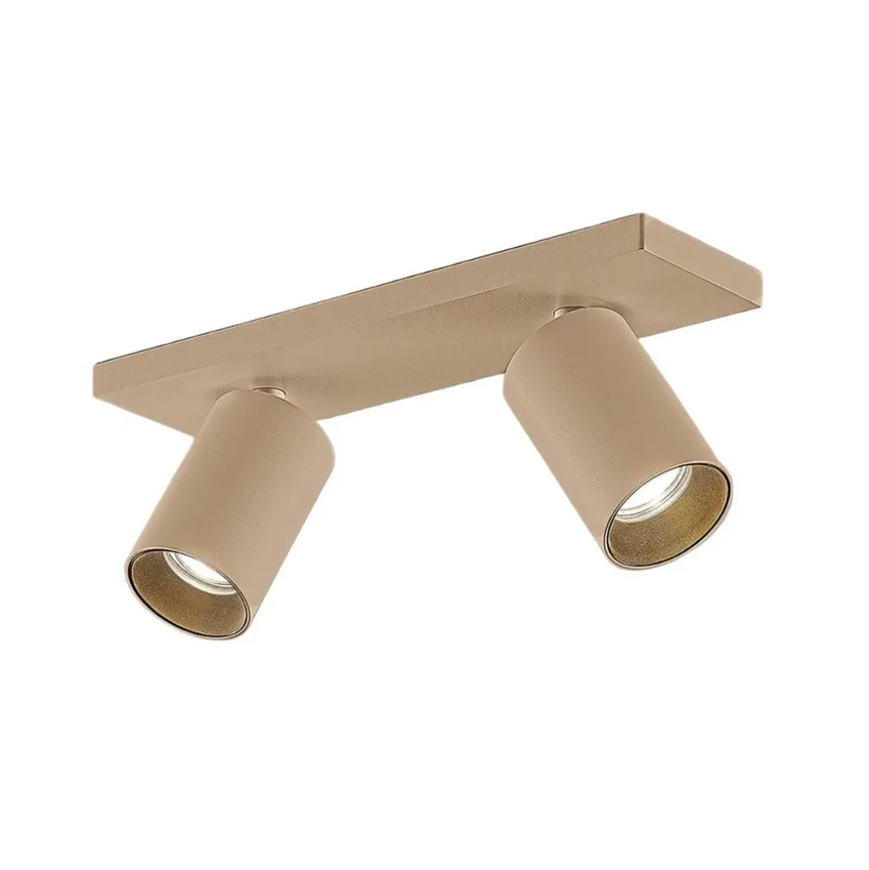 Arcchio spotlight Brinja, brun, kantet, Ø 6 cm, 2 lyskilder, GU10