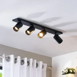 Arcchio spotlight Brinja, svart, 65 cm lang, Ø 7 cm, 4 lyskilder.