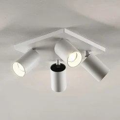 Arcchio spotlight Brinja, hvit, kantet, Ø 6 cm, 4 lyskilder, GU10