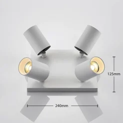 Arcchio spotlight Brinja, hvit, kantet, Ø 6 cm, 4 lyskilder, GU10