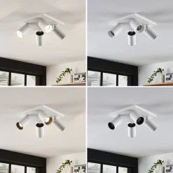 Arcchio spotlight Brinja, hvit, kantet, Ø 6 cm, 4 lyskilder, GU10