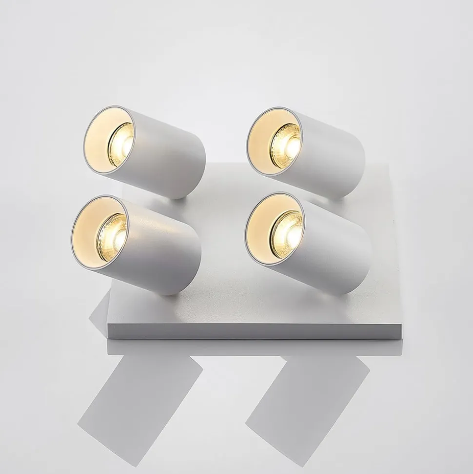 Arcchio spotlight Brinja, hvit, kantet, Ø 6 cm, 4 lyskilder, GU10