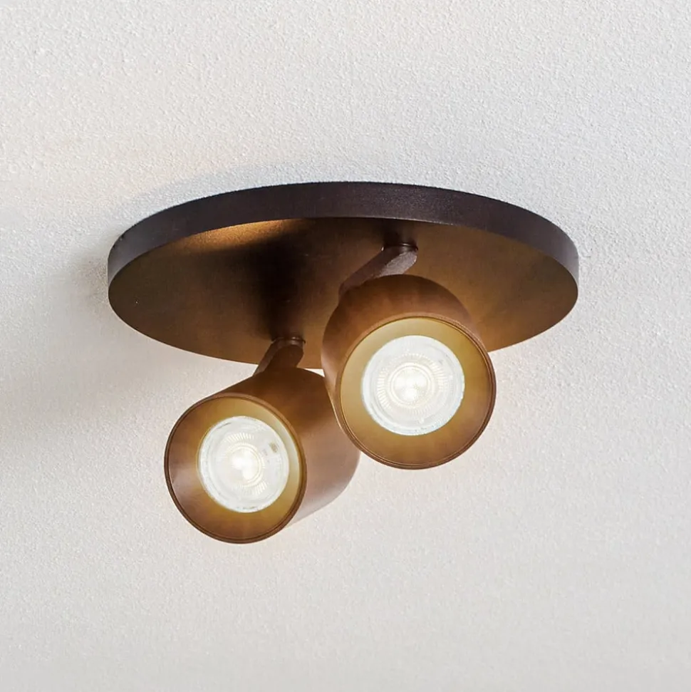 Arcchio spotlight Brinja, svart, rund, Ø 7 cm, 2 lyskilder, GU10