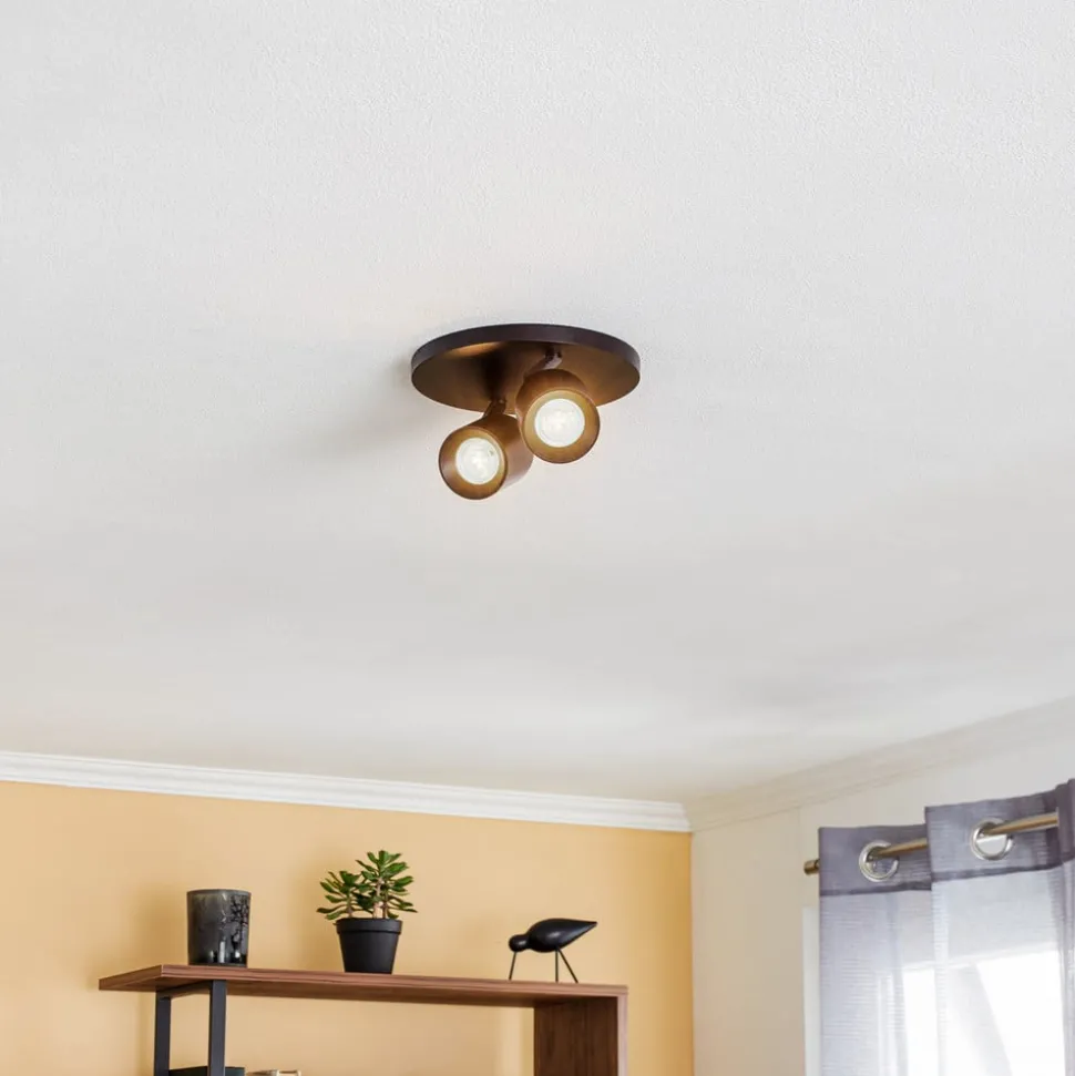 Arcchio spotlight Brinja, svart, rund, Ø 7 cm, 2 lyskilder, GU10