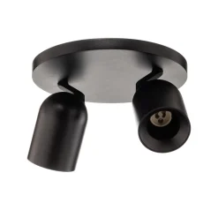 Arcchio spotlight Brinja, svart, rund, Ø 7 cm, 2 lyskilder, GU10