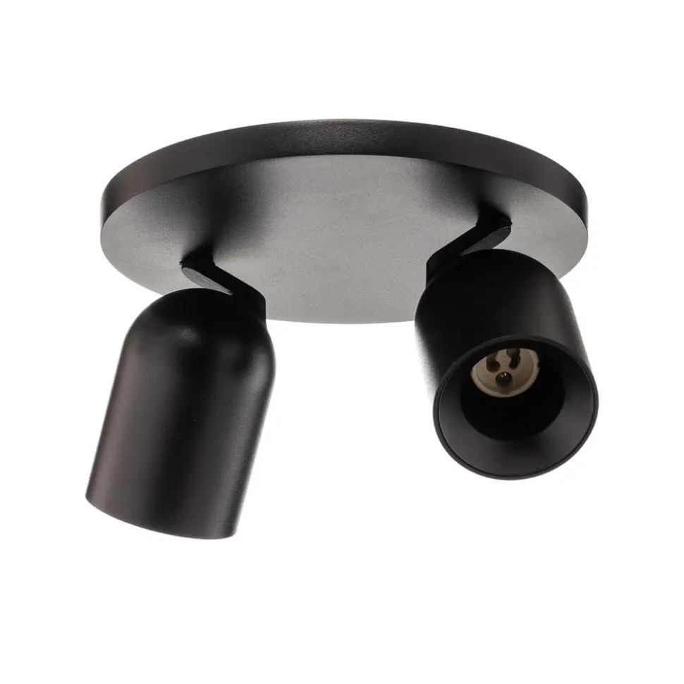 Arcchio spotlight Brinja, svart, rund, Ø 7 cm, 2 lyskilder, GU10