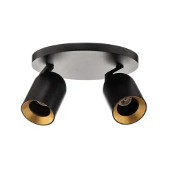Arcchio spotlight Brinja, svart, rund, Ø 7 cm, 2 lyskilder, GU10