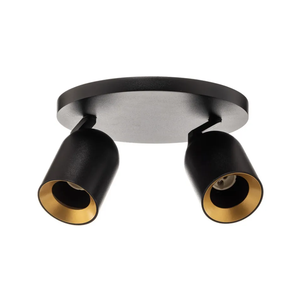 Arcchio spotlight Brinja, svart, rund, Ø 7 cm, 2 lyskilder, GU10