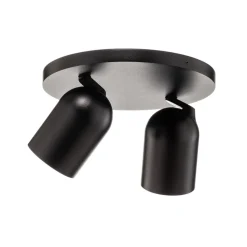 Arcchio spotlight Brinja, svart, rund, Ø 7 cm, 2 lyskilder, GU10