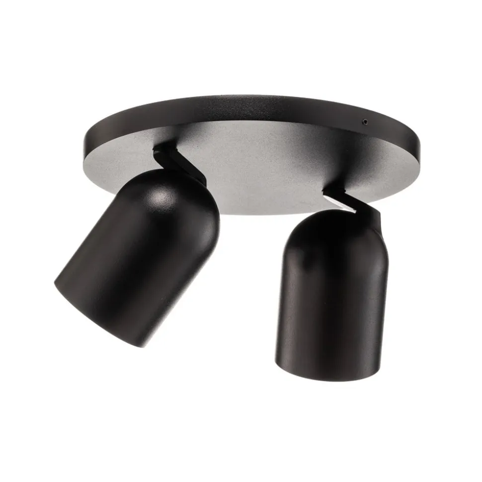 Arcchio spotlight Brinja, svart, rund, Ø 7 cm, 2 lyskilder, GU10