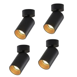 Arcchio spotlight Brinja, sett med 4 stk, svart, rund, Ø 6cm, GU10