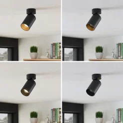 Arcchio spotlight Brinja, sett med 4 stk, svart, rund, Ø 6cm, GU10