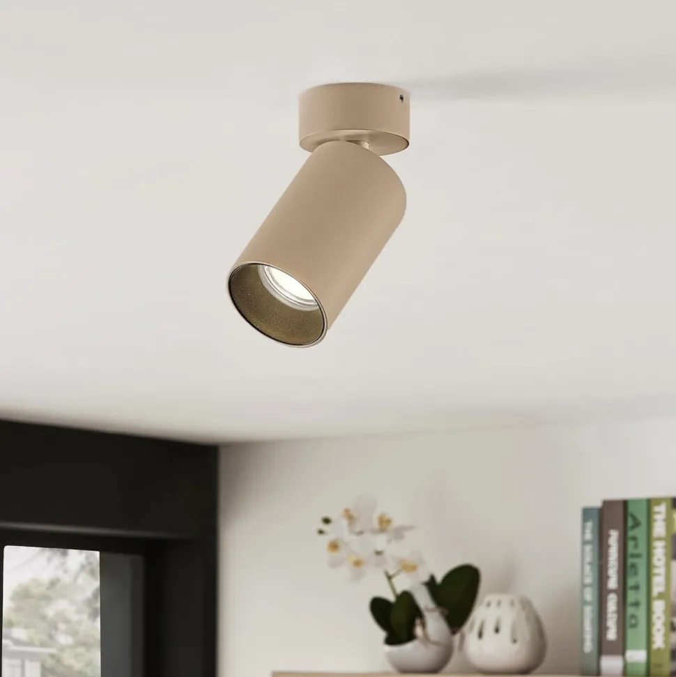 Arcchio spotlight Brinja, brun, rund, 13 cm høy, Ø 6 cm