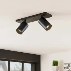 Arcchio spotlight Brinja, svart, kantet, Ø 6 cm, 2-faset, GU10