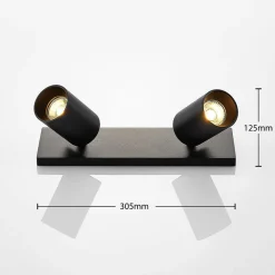 Arcchio spotlight Brinja, svart, kantet, Ø 6 cm, 2-faset, GU10