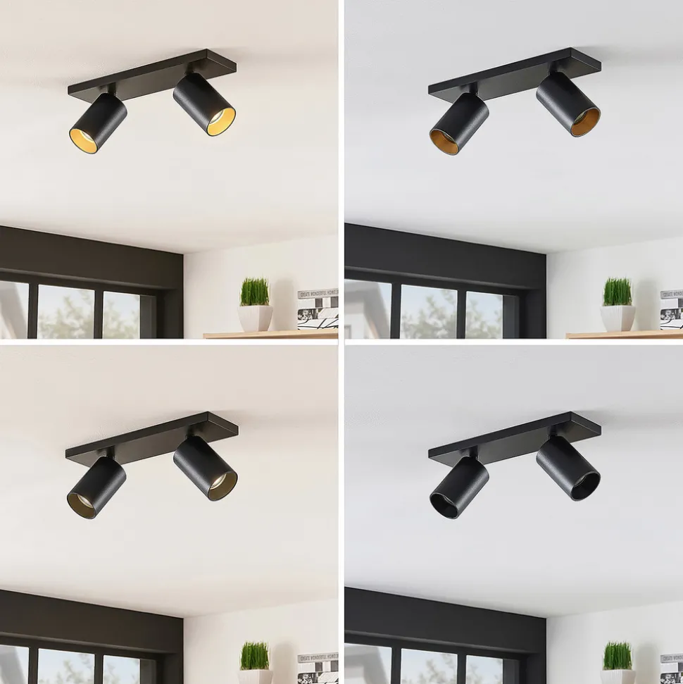 Arcchio spotlight Brinja, svart, kantet, Ø 6 cm, 2-faset, GU10