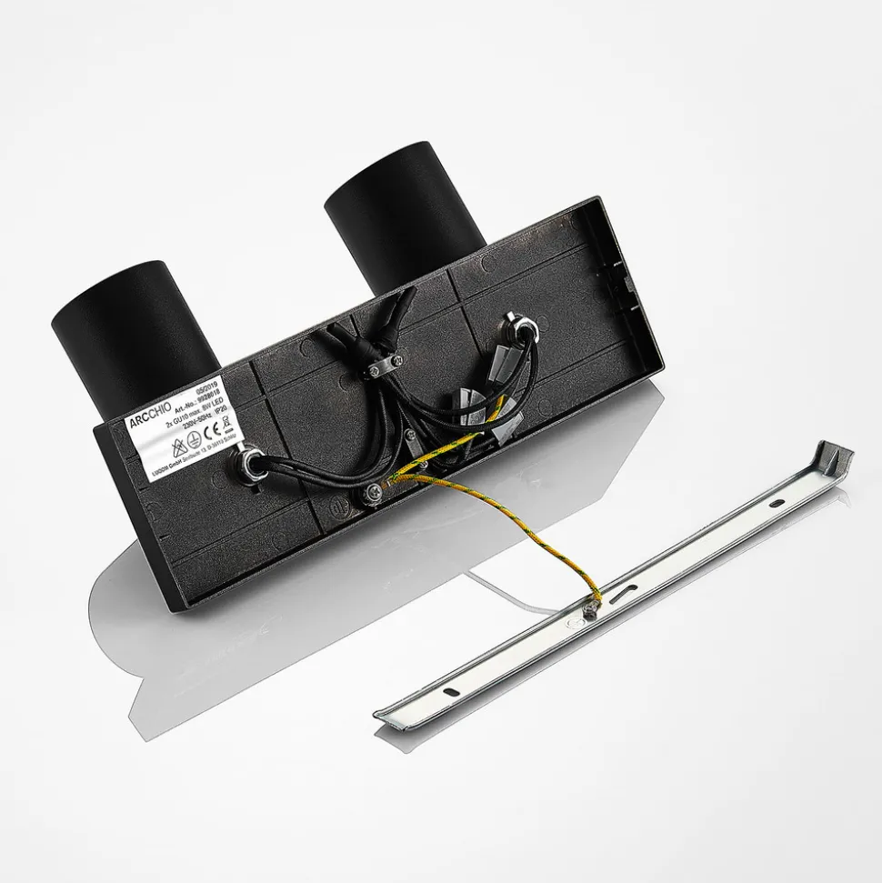 Arcchio spotlight Brinja, svart, kantet, Ø 6 cm, 2-faset, GU10