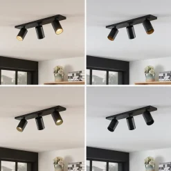 Arcchio spotlight Brinja, sett med 2, svart, kantet, 3 lyskilder