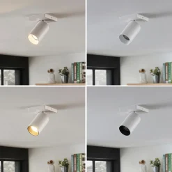 Arcchio spotlight Brinja, hvit, kantet, Ø 6 cm, 1 lyskilde, GU10