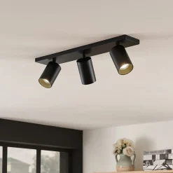 Arcchio spotlight Brinja, svart, kantet, Ø 6 cm, 3 lyskilder, GU10