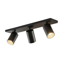 Arcchio spotlight Brinja, svart, kantet, Ø 6 cm, 3 lyskilder, GU10